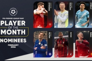 PFA英超2月最佳候选：约克雷斯、哈兰德、帕尔默、舍什科在列