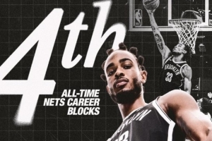 赵四迎里程碑！克拉克斯顿篮网盖帽数达到600 升至队史第四位