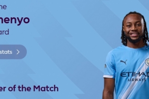 首开记录，英超官方：塞梅尼奥当选曼城2-2诺丁汉森林全场最佳