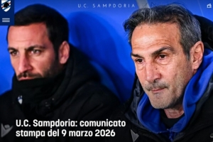 位居意乙降级附加赛区，桑普官方：主帅格雷古奇被解雇