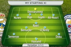 曼晚预测曼城vs皇马首发：哈兰德对决维尼修斯，居莱尔伪9号