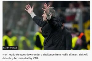 有争议！BBC谈阿森纳绝平：马杜埃凯几乎没被接触 但点球判罚不变