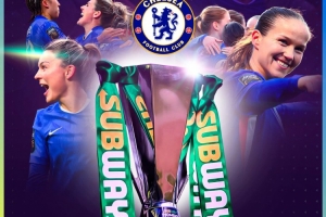 切尔西女足战胜曼联连续两年夺联赛杯冠军，劳伦·詹姆斯首开纪录