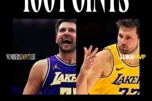 湖人官方晒东契奇24小时内100分：这不仅仅是数据 更是一种宣言