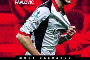 世界波斩都灵！米兰官方：帕夫洛维奇当选本轮队内最佳球员