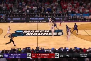 NCAA疯三64进32 5号种子威斯康星被12号种子以下克上